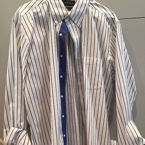Paul Fredrick Royal Blue  stripe shirt  with blue cuff